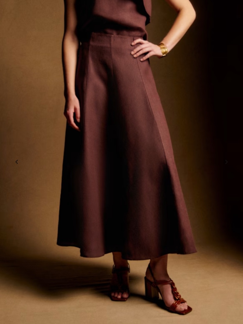 Sezane Soelle Skirt in Chocolate (Size 8) - Picture 2 of 3